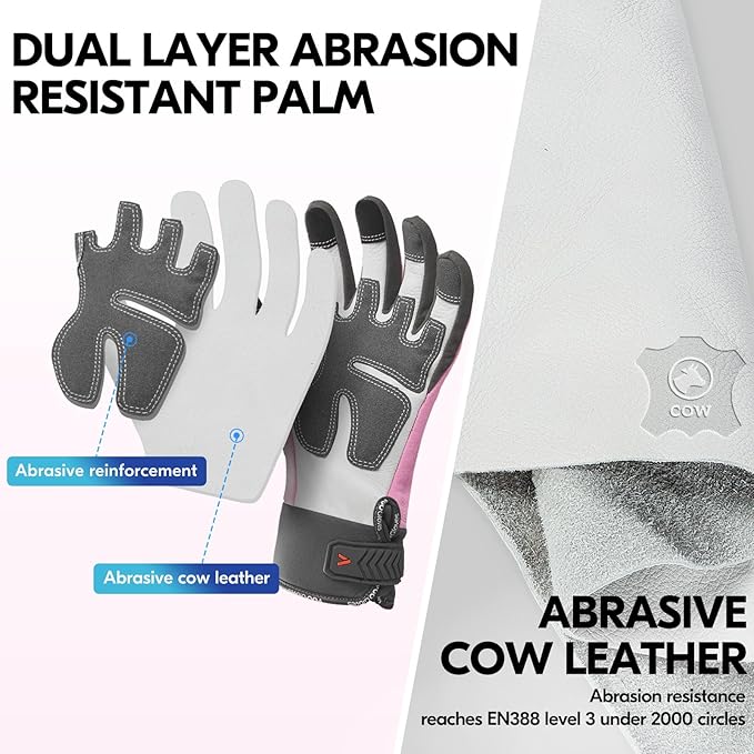 Vgo... Chainsaw Gloves,12-Layer Saw Protection on Left/Both Hand Back,Cow Leather Gloves,Touchscreen