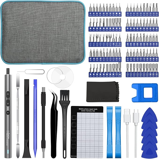 UF-TOOLS Mini Electric Screwdriver, 120 in 1 Small Portable Cordless Power Screwdriver, with 100 Precision Bits & LED Light & 20-bit Tool Set, Handy Repair Tool for Phone, Watch, Camera, Laptop