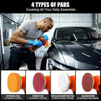 Cordless Sander, 3" Palm Sander with 2Pcs 16.8V 3.0Ah Batteries, 3500RPM Mini Polisher, 30 Accessories Sander Tool for Sanding/Polishing/Waxing/Cleaning