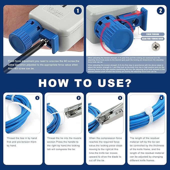 Zhushan Cable Tie Gun Tool – Durable, Low-Effort Design with Adjustable Tension, Fast & Easy Zip Tie Cutter for Nylon Cable Ties