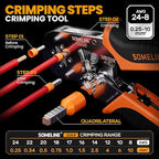 SOMELINE Ferrule Crimping Tool, Ratchet Pliers for AWG24-8 with 23 Sizes Wire End Ferrule Terminals, Quadrilateral Wire Crimp Pliers with Crimp Connectors,Crimp Pliers and Stripper Kit Crimp Connector