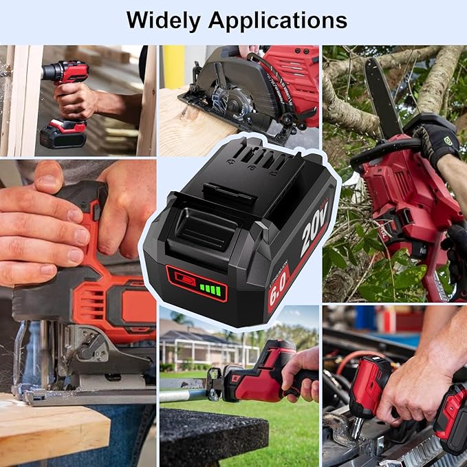 1 Pack 6.0Ah Lithium-ion Replacement for ‎Skil 20V Battery BY519601 BY519603 BY519702,Compatible with SKIL PWRCore 20 Volt Cordless Power Tools and Chargers