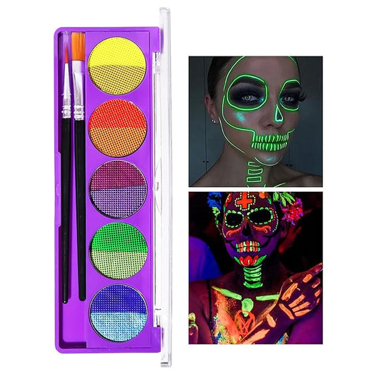 10 Colors Water Activated Eyeliner Palette,Water Activated Eyeliner,Neon Pigment Self Glowing Palette,Costume Halloween and Club Makeup Art Paint (01)