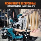 Updated 10-Inch Sliding Miter Saw, Multi-Material Cutting w/ 3 x TCT Blades, Ambidextrous Operation, 5000/3200RPM Speed, Laser Guide, 0-45° Bevel Cut, Max Cut 3.5x13.4in, 9 Positive Stops