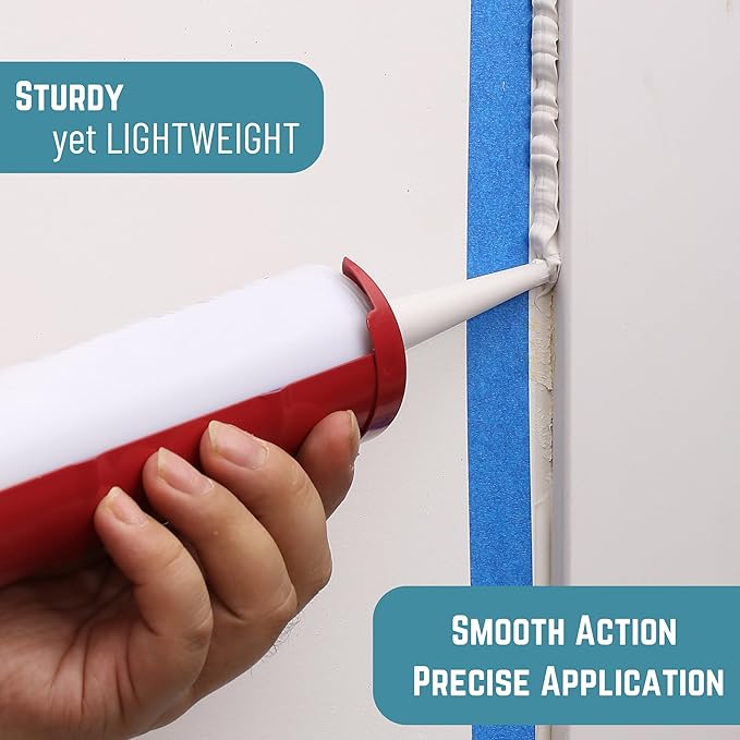 Bates- Caulking Gun, 10:1 Thrust Ratio, Red, Caulking Tool Gun, Caulk Gun No Drip, Hand Caulking Guns, Silicone Gun, Caulking Gun Tool, No Drip Caulk Gun, Caulk Guns, Caulking Gun Dripless