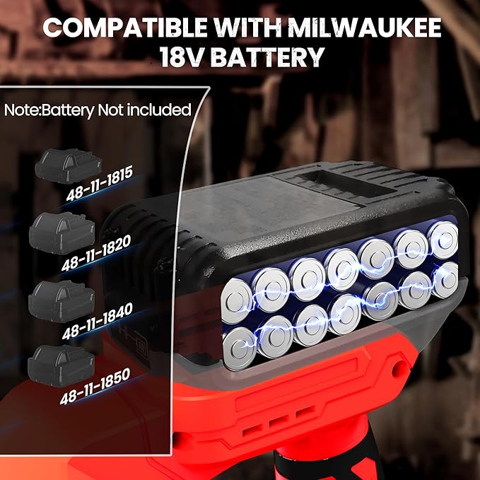 Jig Saw for Milwaukee 18V Battery, Cordless Jigsaw with LED Work Light, 0°-45°Bevel Cuts, 3 Orbital Settings for Straight/Curve/Bevel/Circle Cutting(Battery not Included)