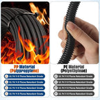 Sasylvia 3/4" x 100 ft Split Wire Loom Tubing Automotive Wire Loom Assortment Split Cable Sleeves Bulk Flexible Electrical Conduit Protective Kit