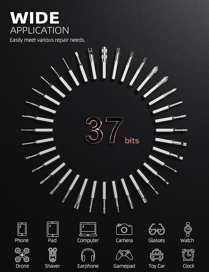 iFu Mini Electric Screwdriver, 42 in 1 Precision Screwdriver Set – Small Cordless Power Screwdriver with LED Light & 37 Magnetic Bits, Repair Tool for Phone Laptop Camera Watch Computer