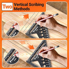 Preciva Carpenter Square 7 inch, 1/16" Precision Rafter Square Aluminum Alloy with Limiter and Pencil, Multi-Purpose Carpenter Tool Measuring Layout Tool for Woodworking and Carpentry