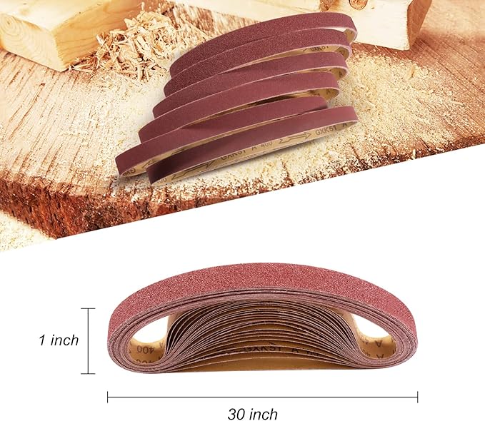 S SATC Sanding Belts 1×30-Inch Sanding belt Belt Sander Belt Sander Paper, (4 Each of 60, 80, 120,150,240,400 Grits) Aluminum Oxide 24PCS