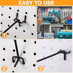 Shimeyao 100 Pcs Peg Board Shelving Hooks Stainless Steel Hanging Board Pegs Wall Display Hooks Bulk for 1/8 1/4 Garage Storage Organizer Accessories(8 Inch,Black)