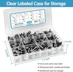 500pcs Black Rivets Pop Rivets Assortment Kit, 14 SAE Sizes Aluminum Rivets (3/32" 1/8" 5/32" 3/16"), Assorted Blind Rivets with Reinfored Divider & Labeled Case for Storage