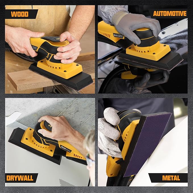 350W 3A Electric Sheet Random Orbital Sander with Pluggable Wire,Central Vacuum, Sanders for Woodworking, Primary Wood and Panel Processing,3MM