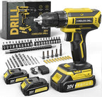 Cordless Drill, 20V MAX Power Drill Set with Dual Power Pack & Charger, 3/8 Inch Keyless Chuck, Variable Speed, 25+1 Position and 56PCS Bits/Screws, Power Tools for Home Projects
