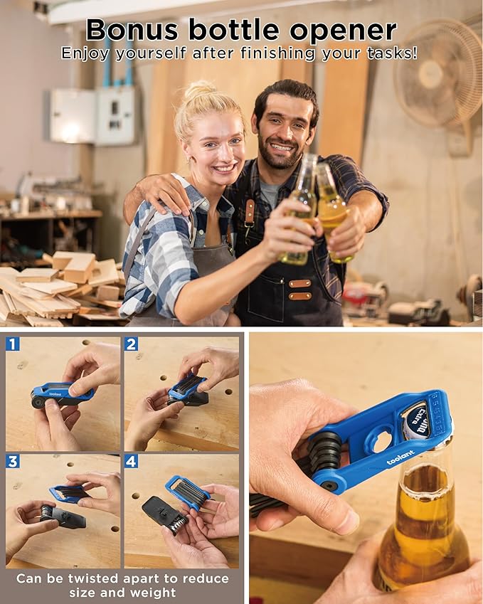 14PCS Folding Allen Wrenches Sets(Metric and SAE), Metric Allen Key Set 2mm- 6mm, SAE Hex Key Set 5/64”- 1/4", Folding Hex Keys for Home Repair and Bikes（EDC）