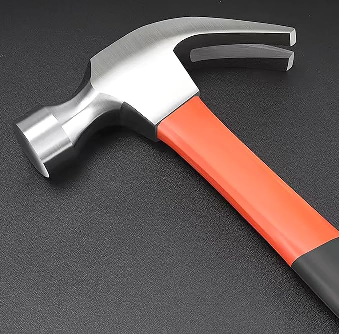 Claw Hammer, 11 Oz Forged Steel Stubby Tack Hammer with Shock-absorbing Leather Handle for Driving and Pulling Out Nails (1)