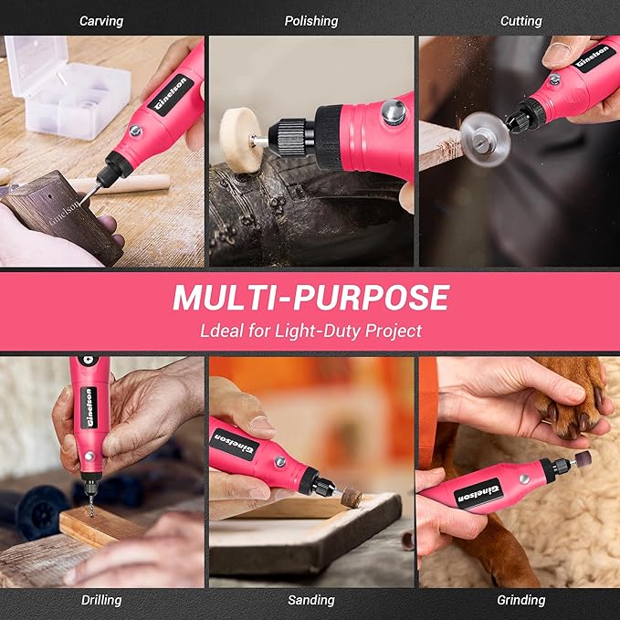 Cordless Rotary Tool, 5 Variable Speed Mini Rotary Tool Kit with 70 Accessories, 3.7V Type-C Charging Power Rotary Tool for Engraving, Sanding, Polishing, Carving, Cutting, DIY Crafts