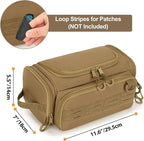 Tactical Toiletry Bag for Men, Hanging Hygiene Bag, Travel Dopp Kit Organizer for Shaving, Shower Essentials and Toiletries, Khkai (Empty Bag)