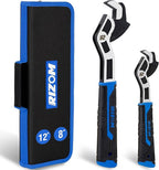 Rizom Self Adjusting Wrench, 8” and 12” Pipe Wrench, 2-Piece Self Adjustable Wrench Set with 3/8 to 1-3/4 inch Jaw Open