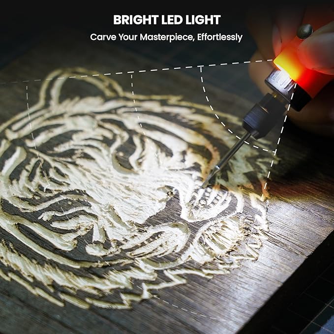 HARDELL Engraving Pen, Cordless Rechargeable Engraver Pen,5 Speed Engraver Tool For Metal, Wood, Plastic And Glass, Engrave 50+ Surfaces with 6 Carving Bit, 3 polishing bit, 20 Sandpaper, 4 Stencils