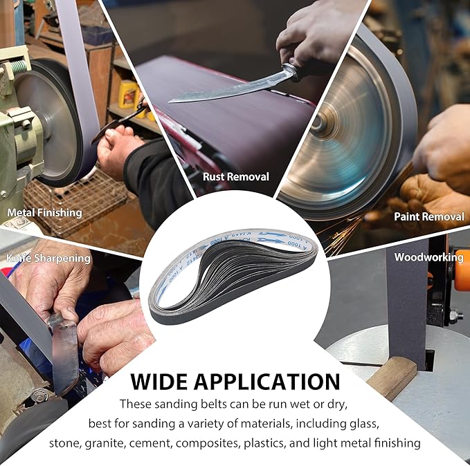 1 x 30 Inch Silicon Carbide Sanding Belts, 24Pcs 1x30 Inch Belt Sander Belts, 6 Each of 400, 600, 800, 1000 Grits Knife Sharpening Belt for Metal, Glass, Steel, Aolly, Rubber, Plastic, Wood