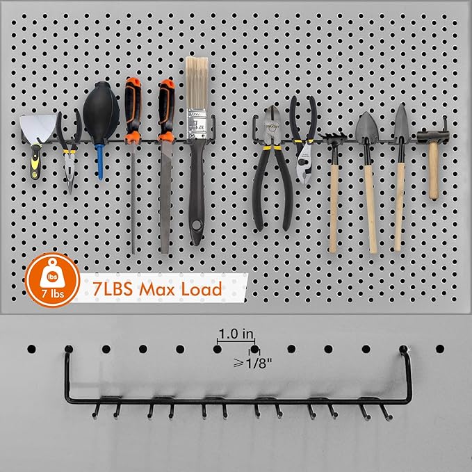 LIGHT DUST Utility Heavy Duty Pegboard Hooks - 10Pack Peg Board Accessories for Hanging Tools Fit 1/4" Peg Holes - Pegboard Organizer Large Tool Holders for Garage Workshop Shed