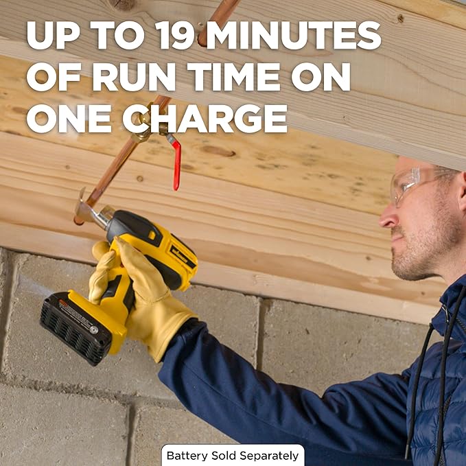 Wagner SprayTech 2467225 FURNO 550 18V Variable Temp Cordless Crafts, Wire Shrinking, Defrosting Pipes, with 2 Nozzles – Bare Tool Heat Gun, Yellow