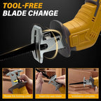 Cordless Reciprocating Saw for Dewalt 20V Battery (Not Included Battery), Variable Speed Trigger Sawzall with 4 Blades, Keyless Blade Clamp Recipro Saws for Wood, PVC, Metal and More