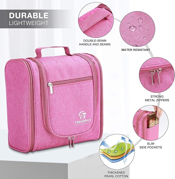 Hanging Toiletry Bag Extra Large Capacity | Premium Travel Organizer Bags For Men And Women | Durable Waterproof Nylon Bathroom, Shower, Makeup Bag For Toiletries, Cosmetics, Brushes