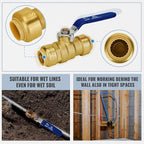 Shut Off Ball Valve 3/4 Inch, SUNGATOR 3/4 Inch Ball Valve, Push-to-Connect Water Shutoff with Blule Handle, No Lead Brass Plumbing Fittings for PEX Pipe, Copper,CPVC, Pack of 1