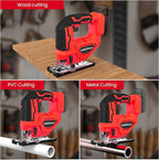 Jig Saw for Milwaukee 18V Battery, Cordless Jigsaw with LED Work Light, 0°-45°Bevel Cuts, 3 Orbital Settings for Straight/Curve/Bevel/Circle Cutting(Battery not Included)