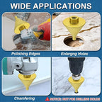 HARFINGTON Diamond Beveling Chamfer Bits 0-1.5" Dia M10 Thread Cone Bit with Adapter, Countersink Drill Bit to Enlarge Holes for Porcelain Tile, Marble, Ceramic, Glass, Stones