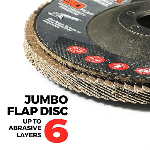 Jumbo Zirconia Flap Discs 4 1/2 for Angle Grinder, 80 Grit 4.5" x 7/8" High Density Type 29 Arbor Grinding Wheels for Wood Finishing, Rust Removal, Metal Sanding - 10 Pack