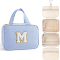 TOPEAST Initial Makeup Bag - Travel Toiletry Bag for Women, Personalized Birthday Gifts for Women Teen Girls Sister Daughter, Travel Tolietry Bag Monogramme Makeup Bag - Letter M, Blue