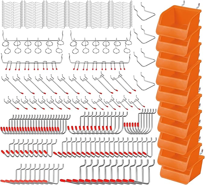 HORUSDY 238-Piece Pegboard Hooks Assortment, Pegboard Accessories with Pegboard Bins for Organizing Various Tools