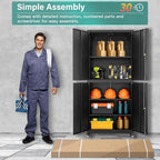 SISESOL Metal Storage Cabinet with Wheels,73" Rolling Garage Storage Cabinet with Lock,Black Metal Cabinets with Shelves and 4 Doors,Tall Tool Cabinets on Wheels for Garage,Home,Office,Shop