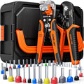 SOMELINE Ferrule Hexagonal Crimping Tool Kit, 36 Sizes Ferrules, AWG 24-8 Ferrule Crimper, with Hexagonal Crimper and Automatic Wire Stripper, Ferrule Terminal Assortment Kit (Stackable Tool Box)