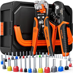 SOMELINE Ferrule Hexagonal Crimping Tool Kit, 36 Sizes Ferrules, AWG 24-8 Ferrule Crimper, with Hexagonal Crimper and Automatic Wire Stripper, Ferrule Terminal Assortment Kit (Stackable Tool Box)