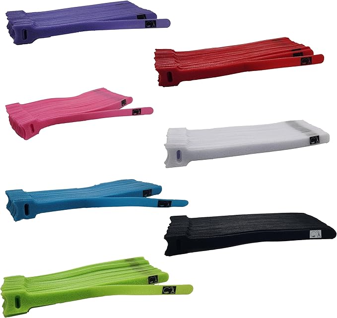 CableLock Cable Ties - 50 Pack - 8 Inch Reusable Cord Organizers - Clean Cable Management for Gaming and Home Office (Red)