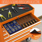 7 Drawers Rolling Tool Chest, Large Capacity Metal Tool Box with Wheels and Drawers, Tool Storage Cabinet with Keyed Locking, Tool Organizer Box for Garage, Workshop, Warehouse, Orange