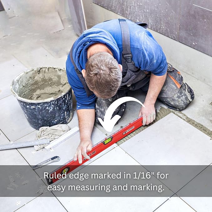 Kapro - 770 Exodus Professional Box Level - 36" - With 45° Vial & Ruler - For Leveling, Measuring, Marking, and Cutting - Features 3 Vials, Precise Straightedge, and Wall-Grip