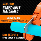Mutt Tools Professional PEX Cutter Tool - 1/8” to 1” Heavy Duty Pipe and Tubing Cutter for Plumbing - Cuts PEX, PVC, CPVC, Plastic Pipe and Rubber Hose - Precision Plumbing Tool Kit Essential