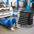 7-Drawer Rolling Tool Chest with Wheels, Metal Tool Box, Large Capacity Tool Storage Cabinet with Keyed Locking, Tool Organizer Box for Garage, Workshop, Warehouse (Black)