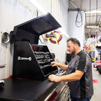 Montezuma – LA400B – 30-Inch Portable TRIANGLE Toolbox – Multi-Tier Design – 16-Gauge Construction – SAE and Metric Tool Chest – Weather-Resistant Toolbox – Lock and Latching System