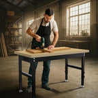 48" Adjustable Workbench, Work Bench Table with Power Outlet, Metal Tool Bench Work Bench for Garage, Large Load Capacity Garage Workbench for Workshop,Office,Home