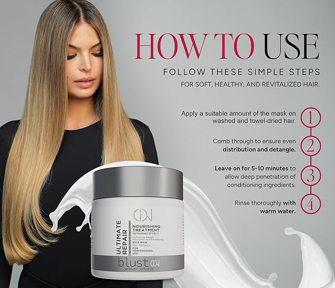 Ultimate Repair Mask with Collagen & Keratin for Damaged Hair - Hydration Deep Treatment for Dry Hair - Frizz Control & Nourishment Mask with Bamboo & Avocado Oil 500Ml-VeraVaultWomen