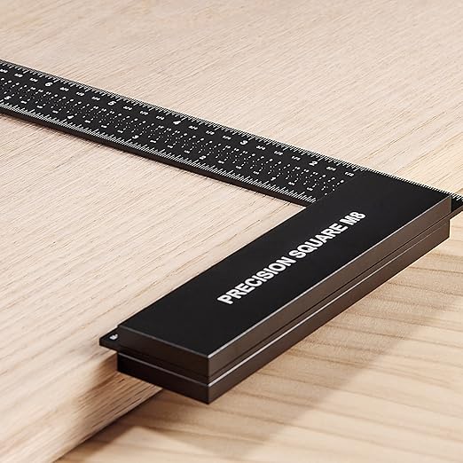 Precision Square Ruler for Measuring and Marking - Aluminum Steel Framing Tool for Professional Carpentry Use (12 Inch)