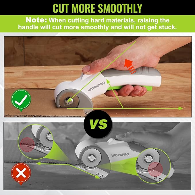 WORKPRO Cordless Electric Scissors, 4V Rechargeable Powerful Shears Cutting Tool for Fabric, Leather, Carpet and Cardboard, Power Rotary Cutters for Sewing, Scrapbooking, Crafting