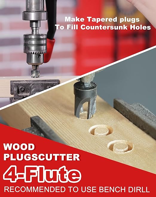 EZARC Countersink Drill Bit Set, 15 PCS Tapered Drill Bits Counter Sink Drill Bit with 2PCS Wood Plug Cutter 1/4" Hex Shank Quick Change for Woodworking with Storage Box