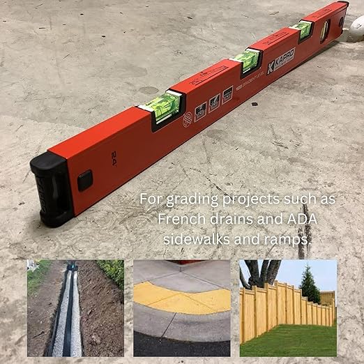 Kapro - 105 Topgrade Gradient Box Level - With Slope Measurements - Features Pre-Set Sloped Vials, Rubberized End Caps, Finely Milled Precision Surface - Hand Calibrated - Aluminum - 24 Inch